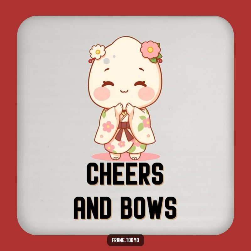 Funny Mochi Coaster: Happy Kimono Bows for Drinks!