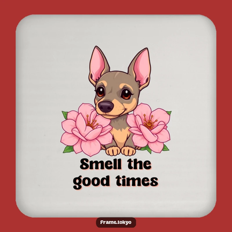 Funny Pinscher Flower Coaster: Protect Surfaces with Curious Charm