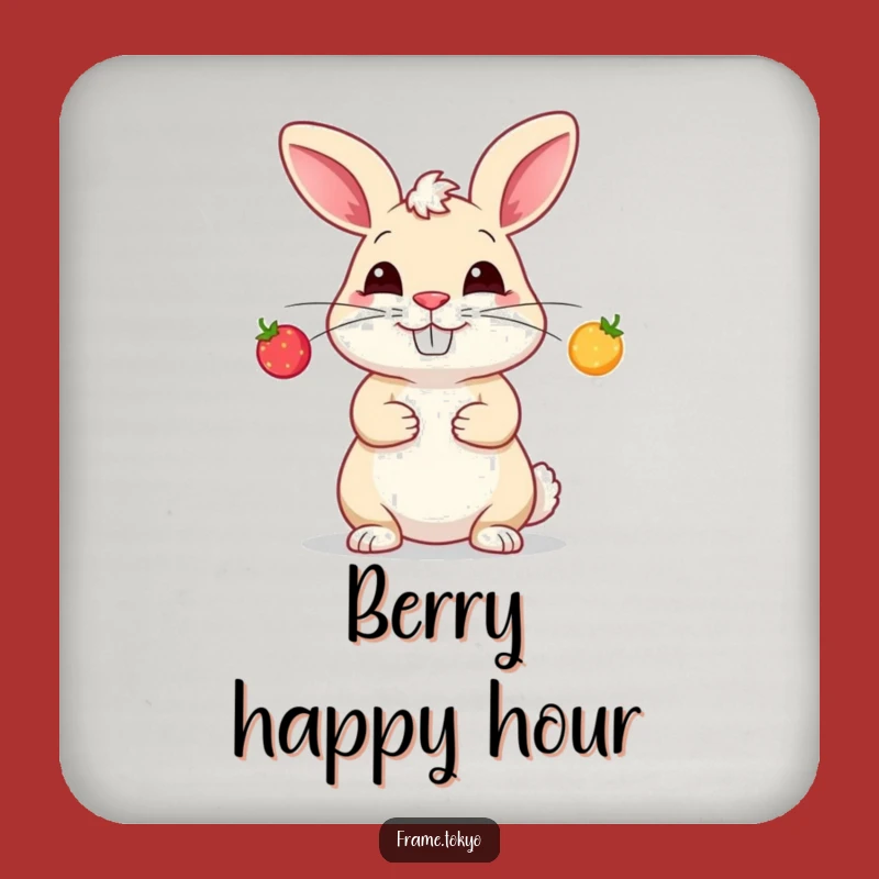 Funny Rabbit Berry Juggling Coaster - Playful Protection for Your Surfaces