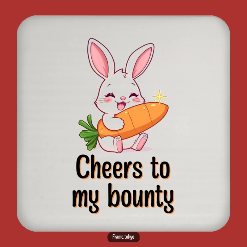 Funny Smiling Rabbit Carrot Nibbler Drink Coaster - Protect Surfaces with Hilarious Style