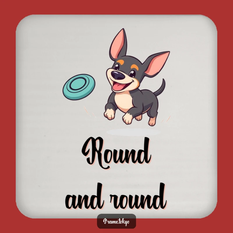 Funny Pinscher Frisbee Coaster: Protect Surfaces with Playful Charm