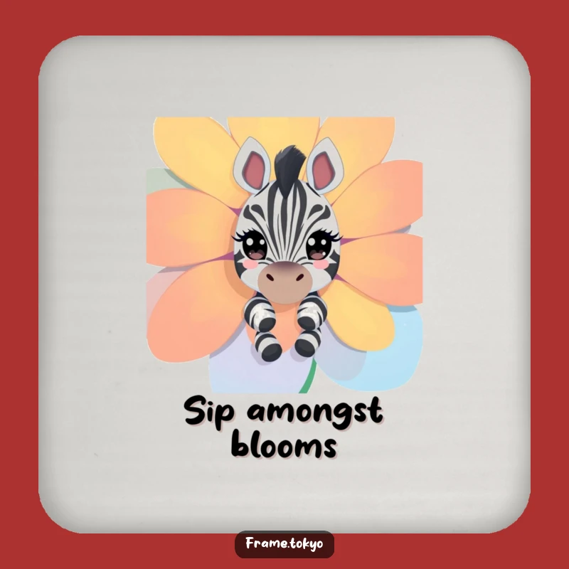 Funny Zebra Flower Peeking Coaster - Protect Surfaces with Whimsical Humor