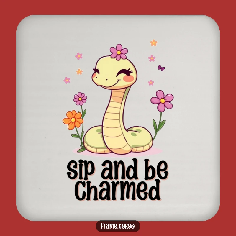 Funny Snake Winking Flower Juggler Drink Coaster - Protect Surfaces with Hilarious Style
