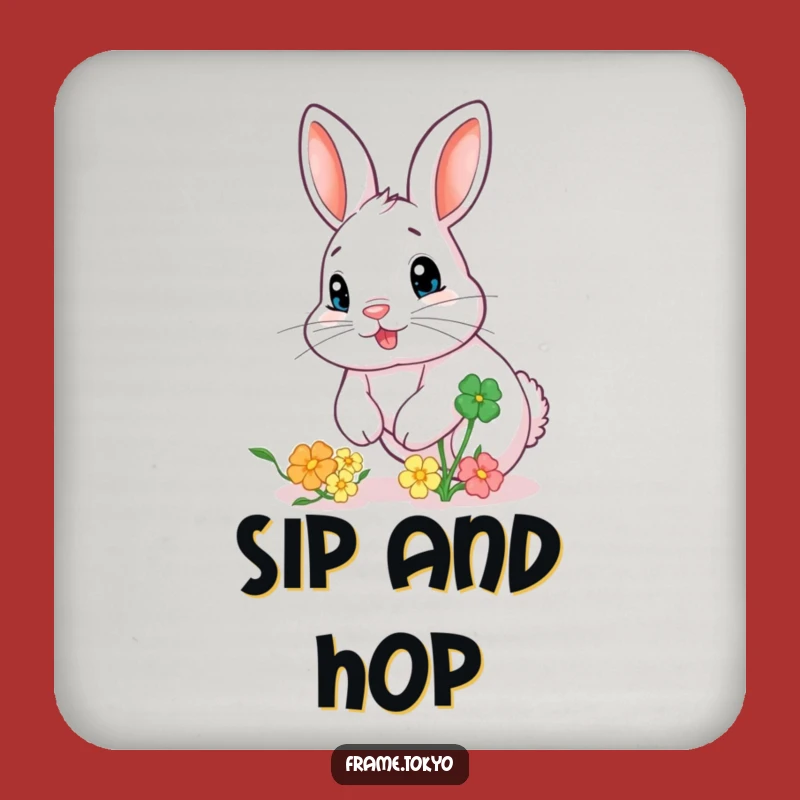 Funny Rabbit Clover Drink Coaster: Protect Surfaces with Hilarious Style