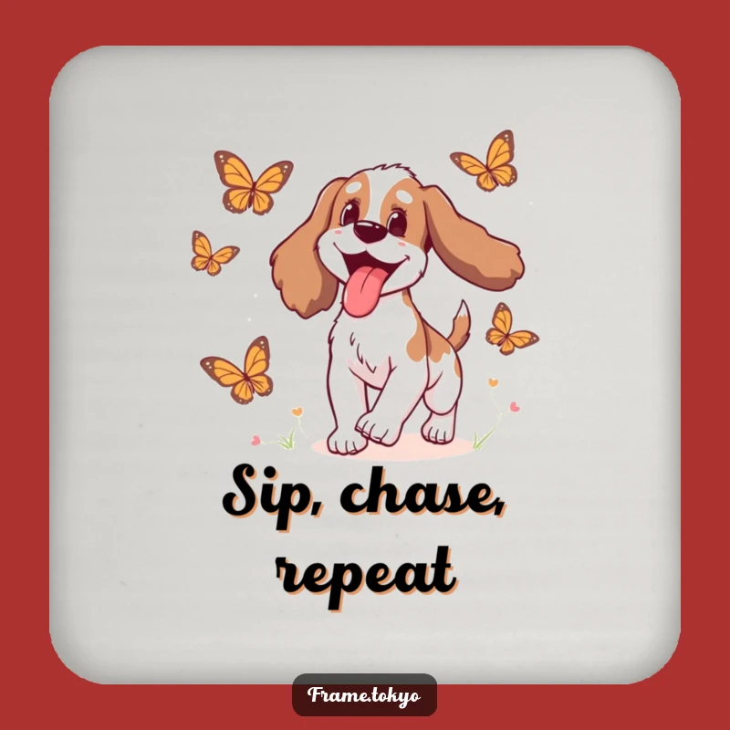 Funny Delighted Spaniel Coaster: Add Playful Charm!
