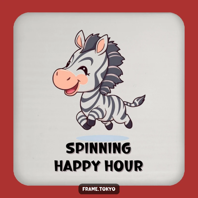 Funny Zebra Chasing Tail Coaster - Protect Surfaces with Playful Humor