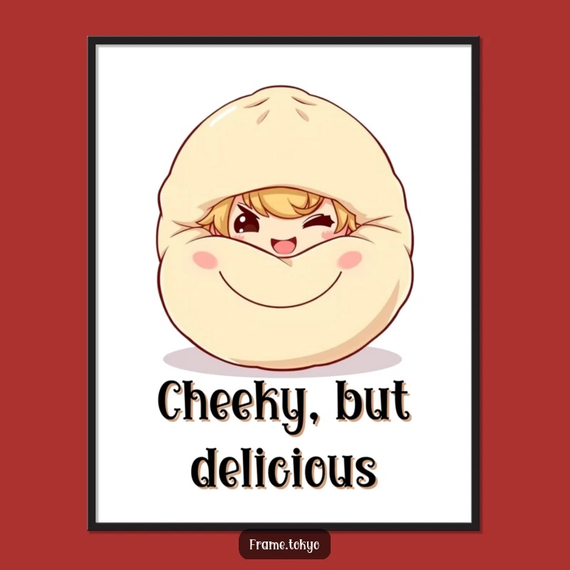 Funny Dumpling Sneak Poster: Playful Art for Kitchen or Dining Areas