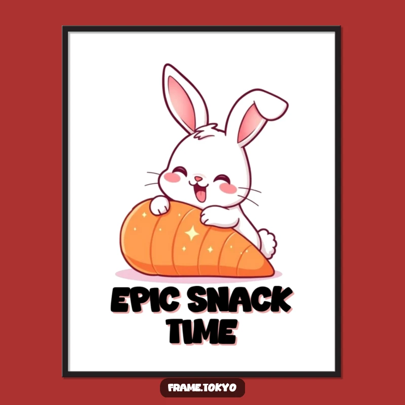 Funny Smiling Rabbit Carrot Poster: Whimsical Animal Art