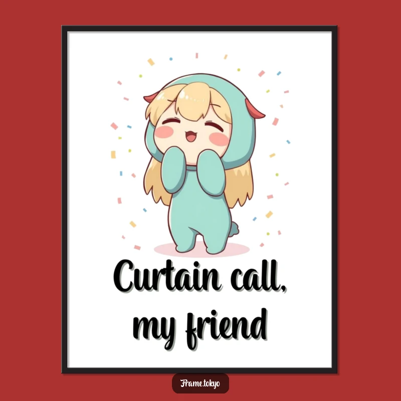 Funny Bowing Character Confetti Poster: Enthusiastic Art, Celebration Decor