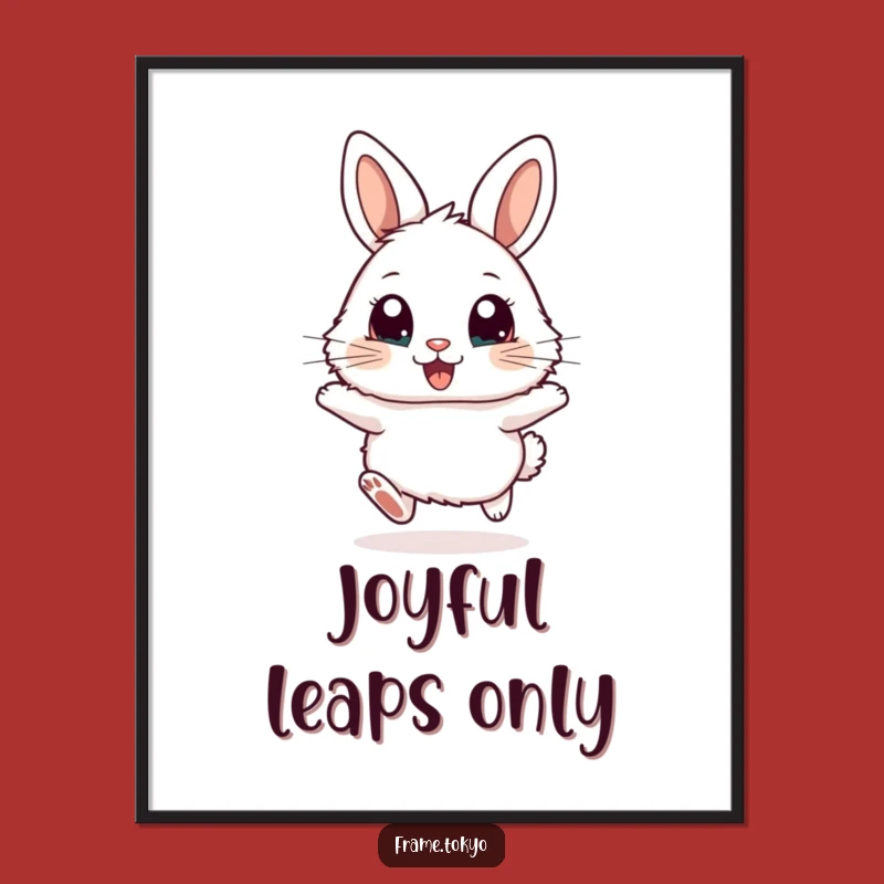 Funny Excited Rabbit Hopping Poster - Whimsical Wall Art for a Cheerful Home