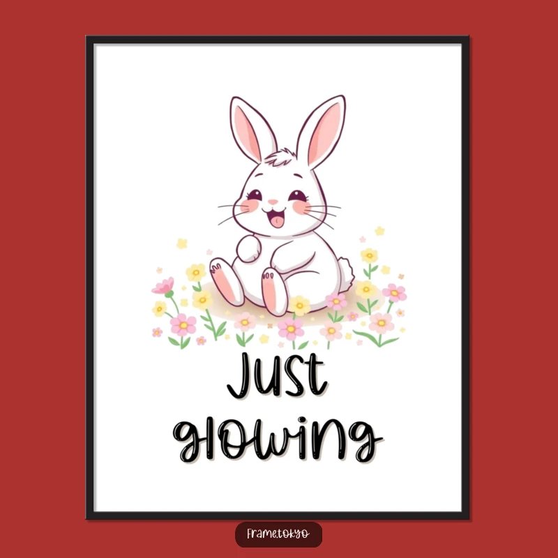 Funny Rabbit Flower Bliss Poster: Bring Radiant Joy to Your Walls