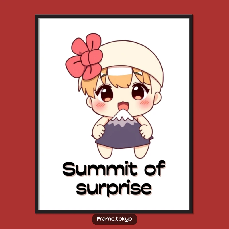 Funny Surprised Mount Fuji Poster - Hilarious Wall Art for Adventurous Spaces