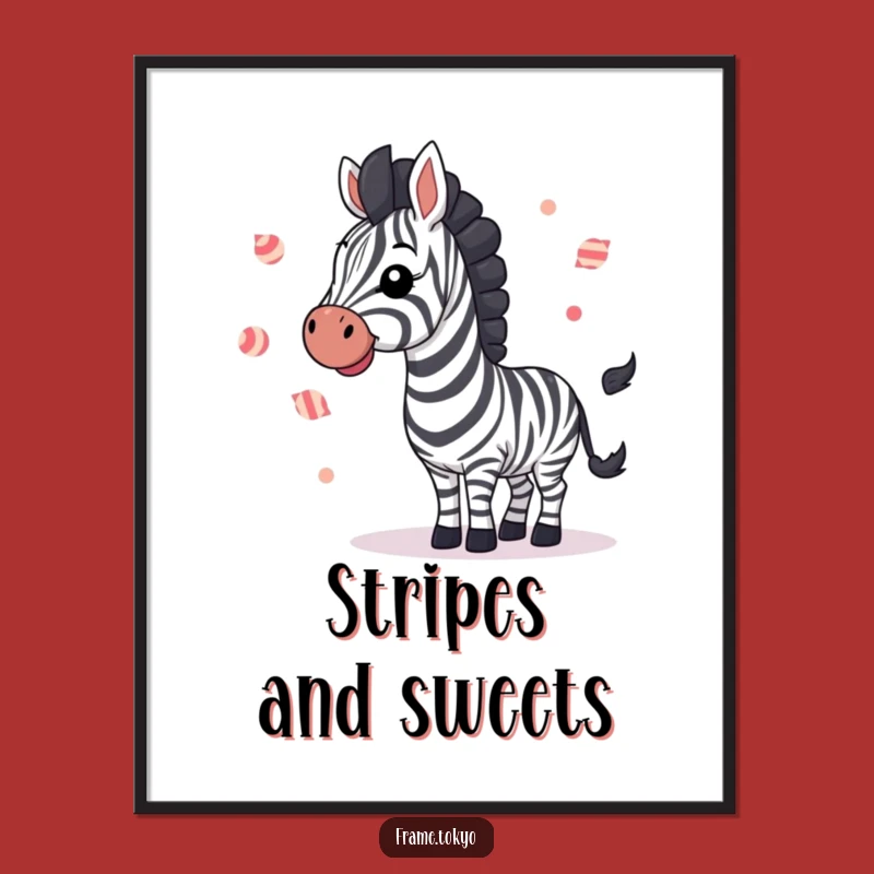 Funny Zebra Candy Show Poster: Hilarious Wall Art for Sweet Spaces