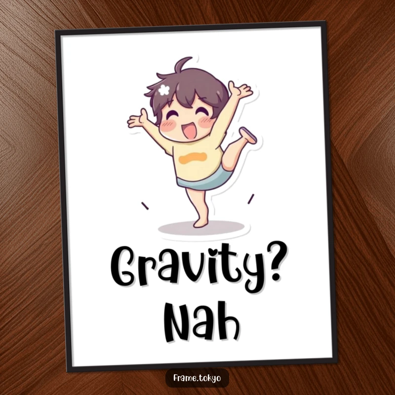 Funny Poster showcasing a character performing an energetic cartwheel with enthusiastic flair, adding vibrant fun to wall art.