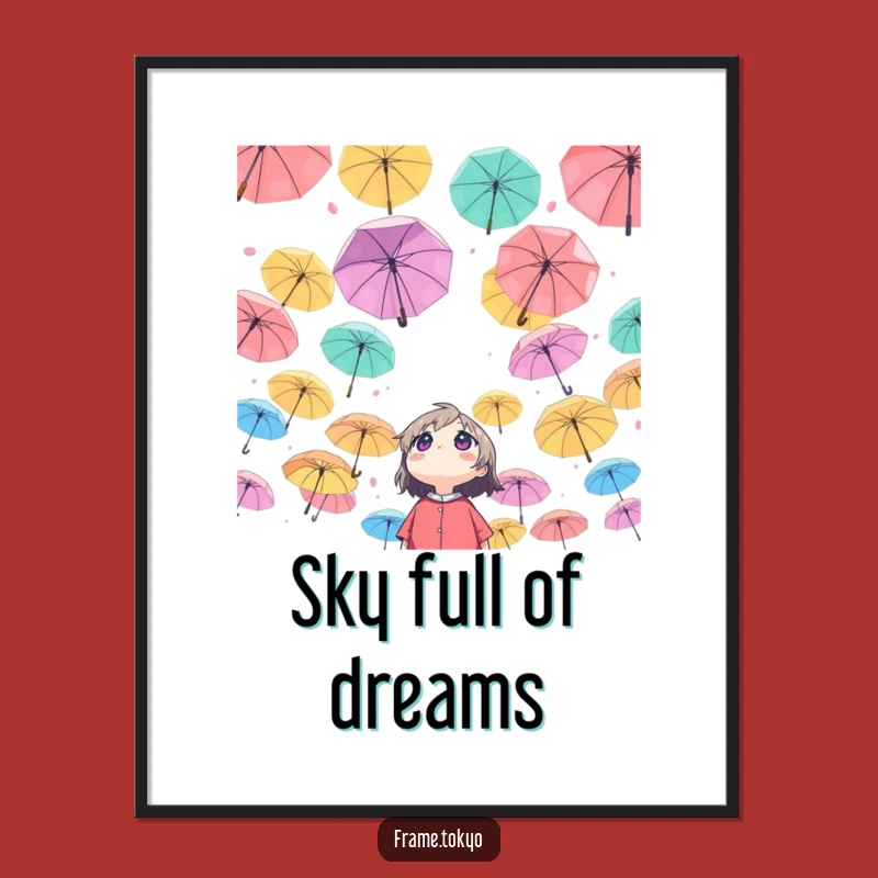 Funny Wonder Umbrella Sky Poster: Whimsical Wall Art, Gift Idea