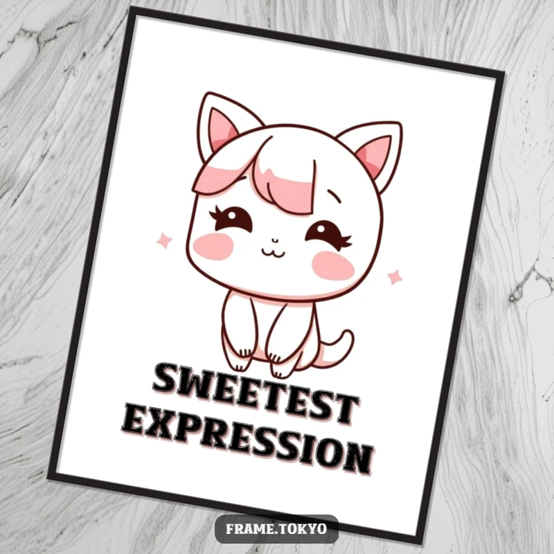 Funny Poster showcasing a character blushing with a shy, happy smile, adding gentle charm and sweetness to wall art.