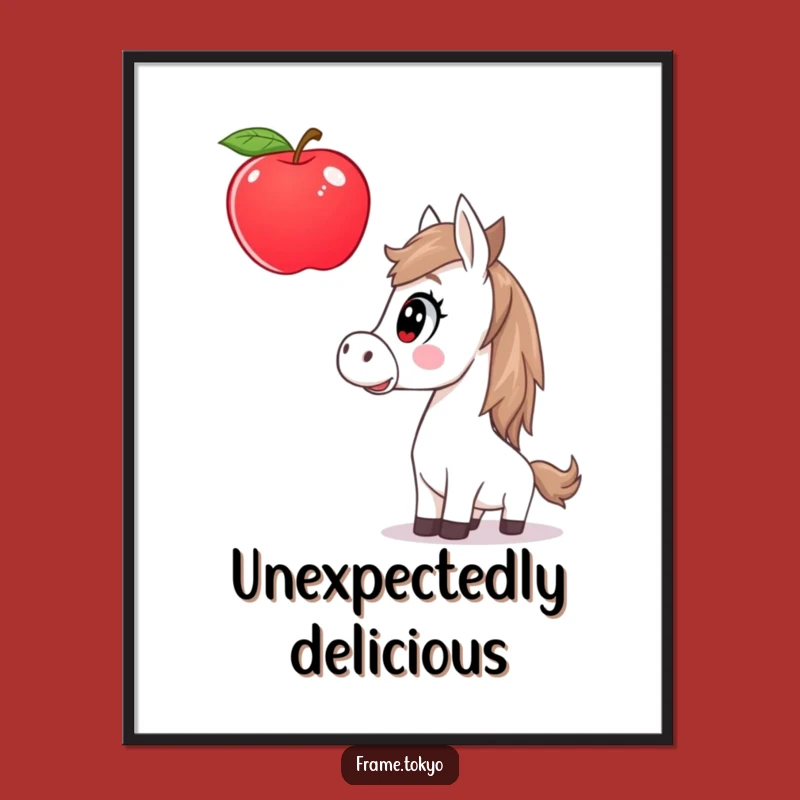 Funny Surprised Horse Giant Apple Poster - Whimsical Equine Art Gift