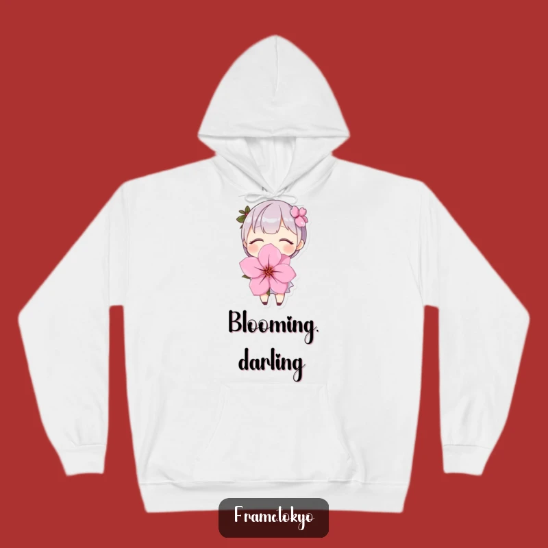 Funny Cherry Blossom Hoodie: Cozy Character Embrace Design, Warm & Humorous Gift