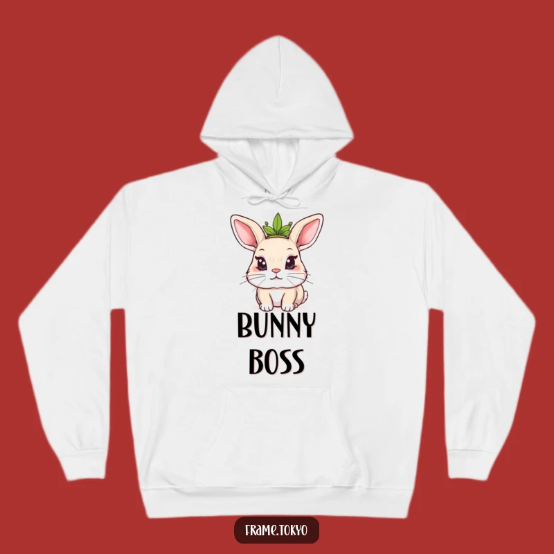 Cozy Funny Kawaii Rabbit Hoodie: Mischievous King, Leafy Crown, Warm & Quirky Gift