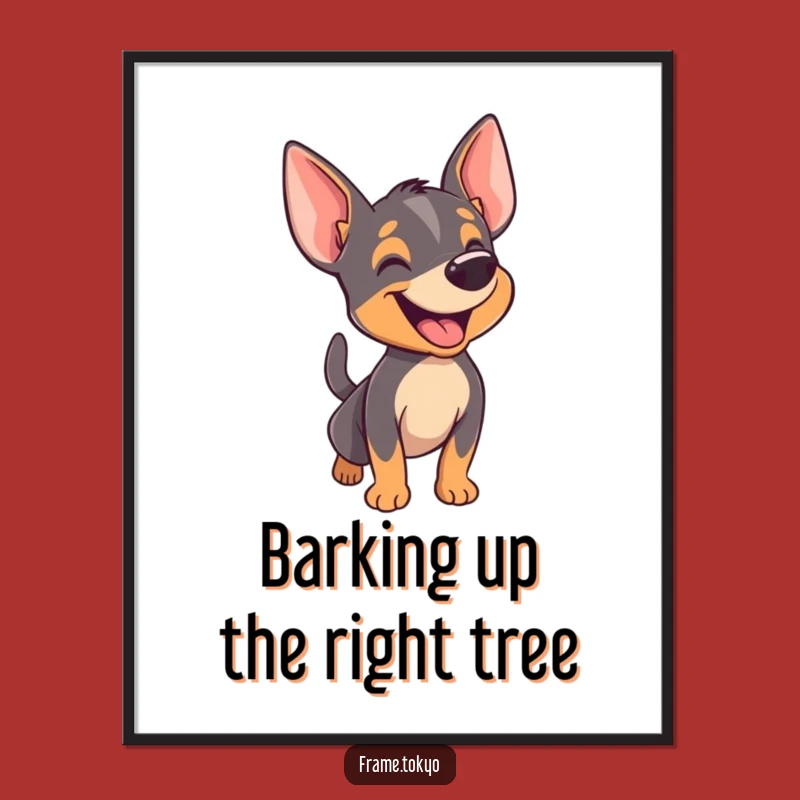 Free Printable Pinscher Wall Art: Happy Barking Dog, Funny Downloadable Poster