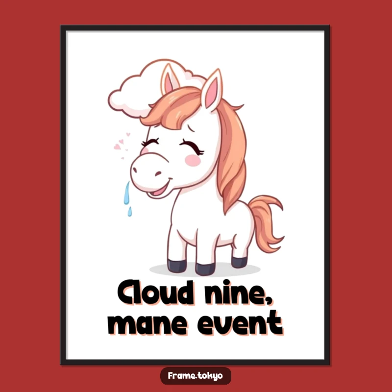 Free Printable Happy Horse Cloud Art - Whimsical Downloadable Wall Decor
