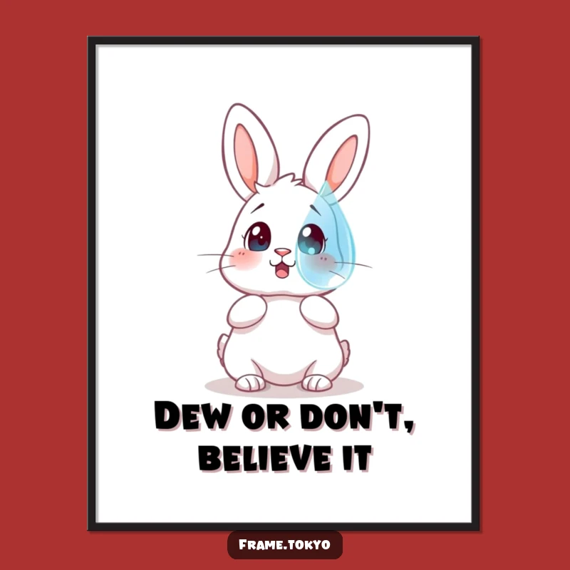 Funny Free Printable Wall Art: Surprised Rabbit & Giant Dewdrop, Unique Decor!