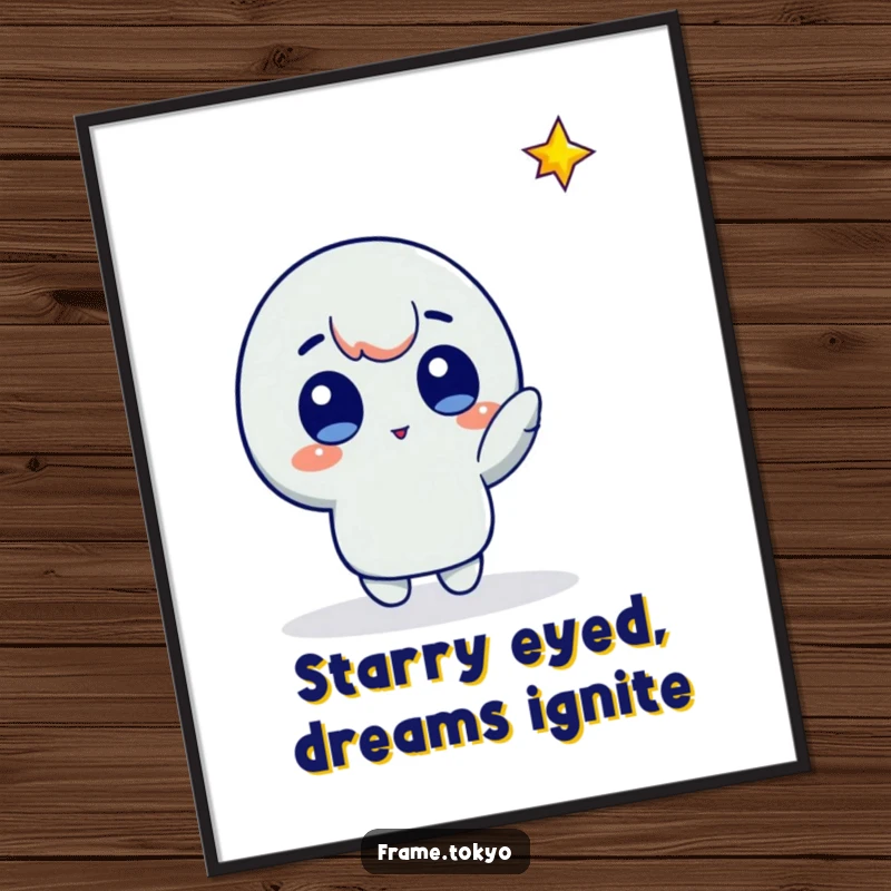 Funny Free Printable Wall Art: A character with wide, amazed eyes points towards a brilliant, streaking falling star.