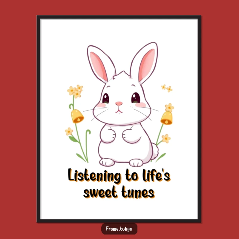 Free Printable Wall Art: Funny Rabbit's Flower Bell Listen - Humorous Downloadable Art!