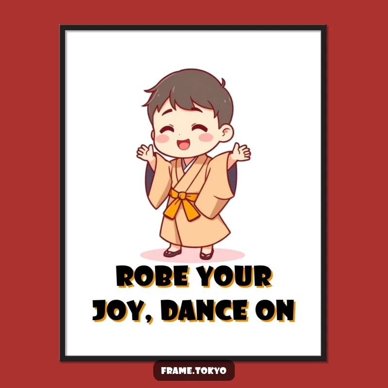 Free Printable Wall Art: Happy Kimono Dancer for a Playful, Funny Decor Accent