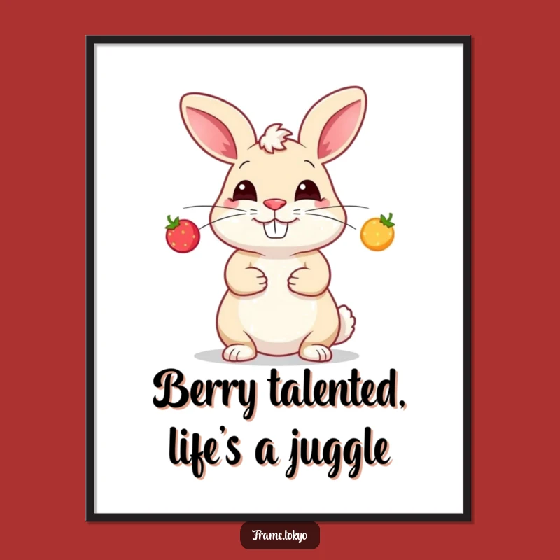 Free Printable Wall Art: Juggling Rabbit's Glowing Berries - Funny Downloadable Art!