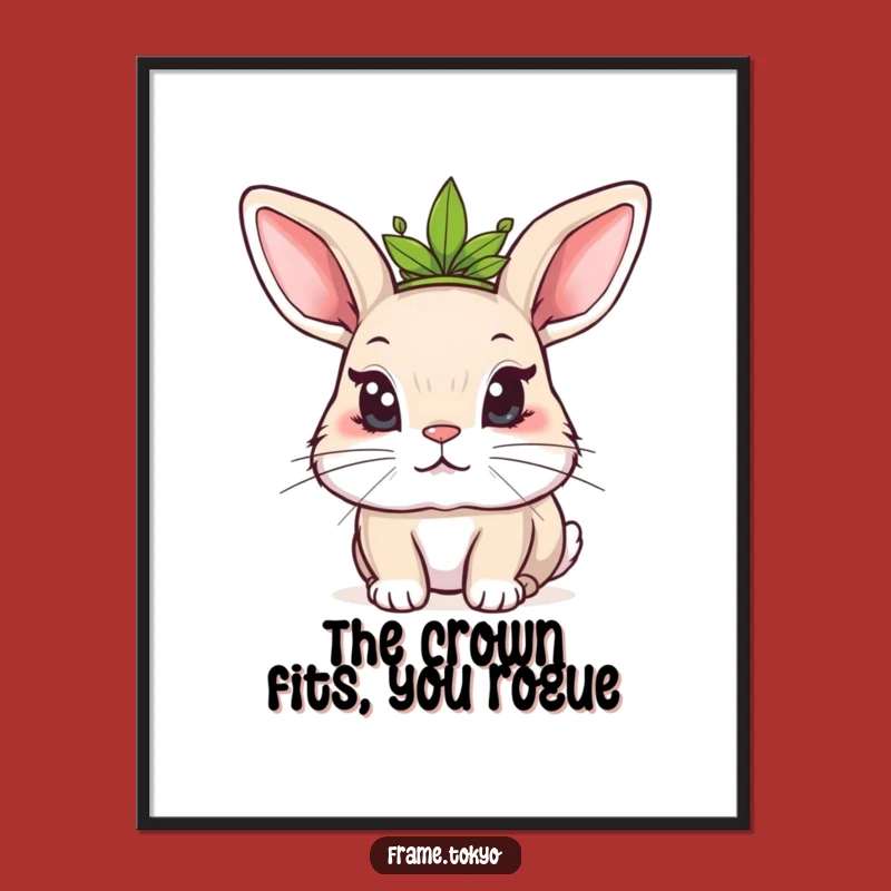 Free Printable Wall Art: Mischievous Rabbit Crown Humor Downloadable Animal Art