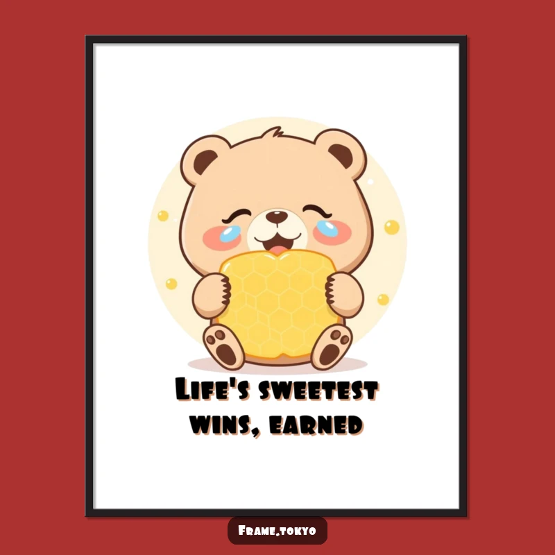 Funny Free Printable Wall Art: Bear's Joyful Tears & Honeycomb Downloadable Art