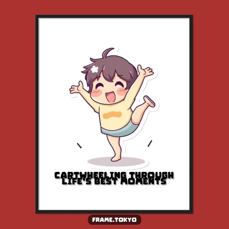 Funny Free Printable Wall Art: Cartwheeling Character, Energetic Downloadable Art