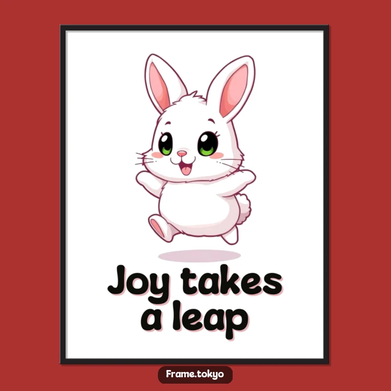Funny Free Printable Wall Art: Excited Rabbit Poster, Downloadable Joyful Home Decor Gift