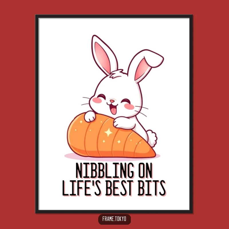 Funny Free Printable Wall Art: Smiling Rabbit Poster, Downloadable Whimsical Home Decor Gift