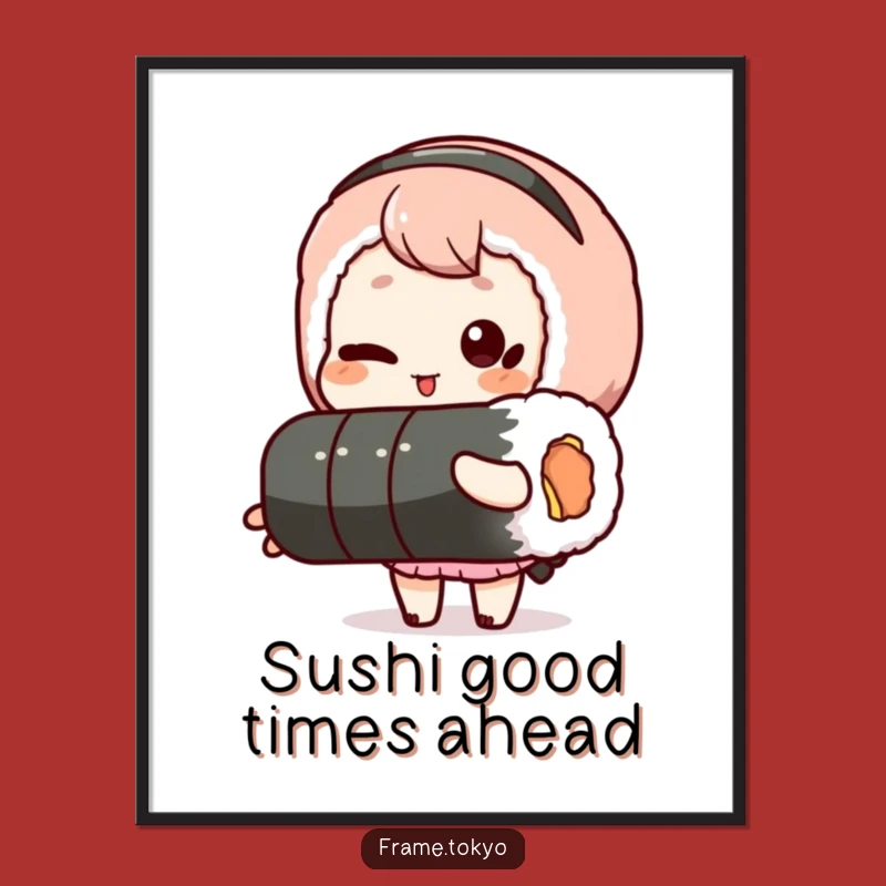 Funny Free Printable Wall Art: Winking Sushi Character - Quirky Decor