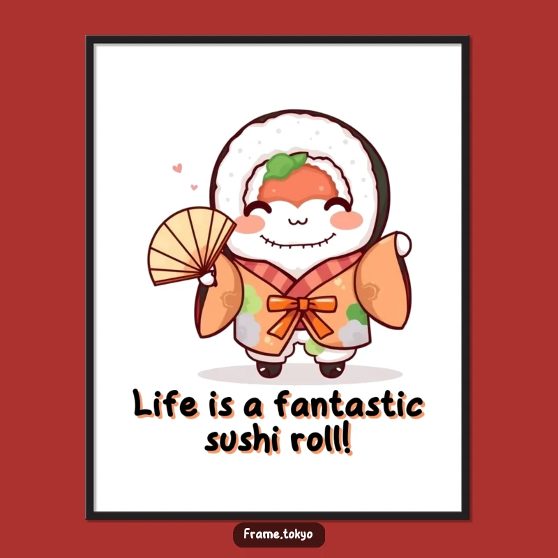 Free Printable Sushi Art: Kimono Fan Downloadable Wall Decor