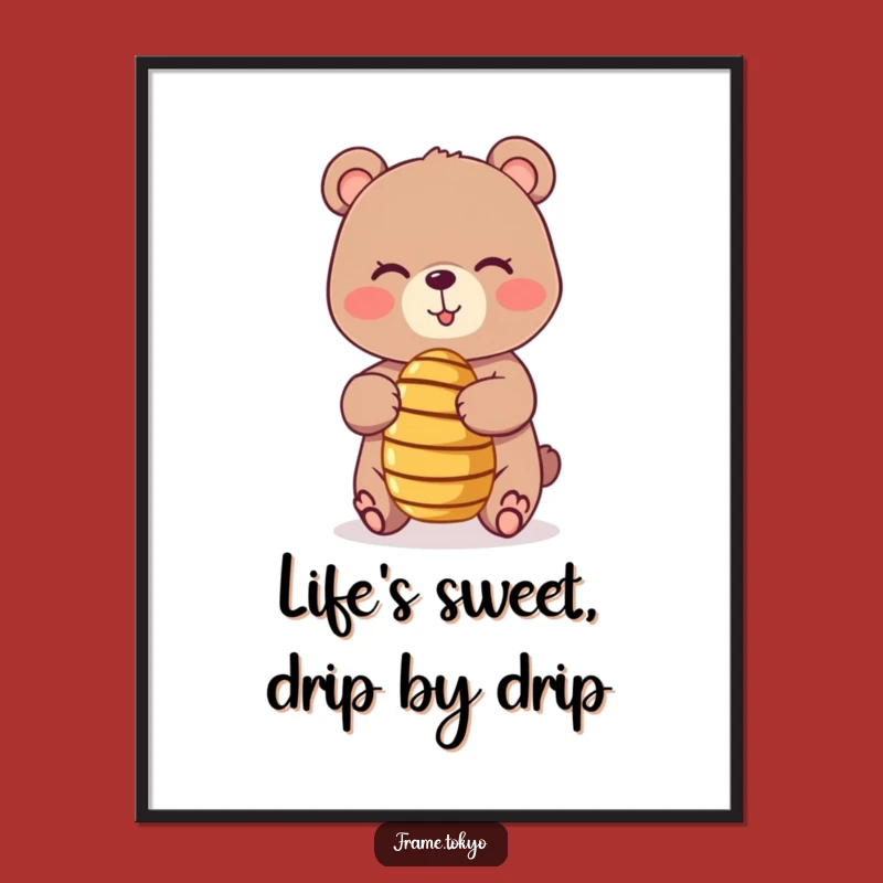 Funny Free Printable Wall Art: Winking Bear & Honey Dipper Downloadable Art
