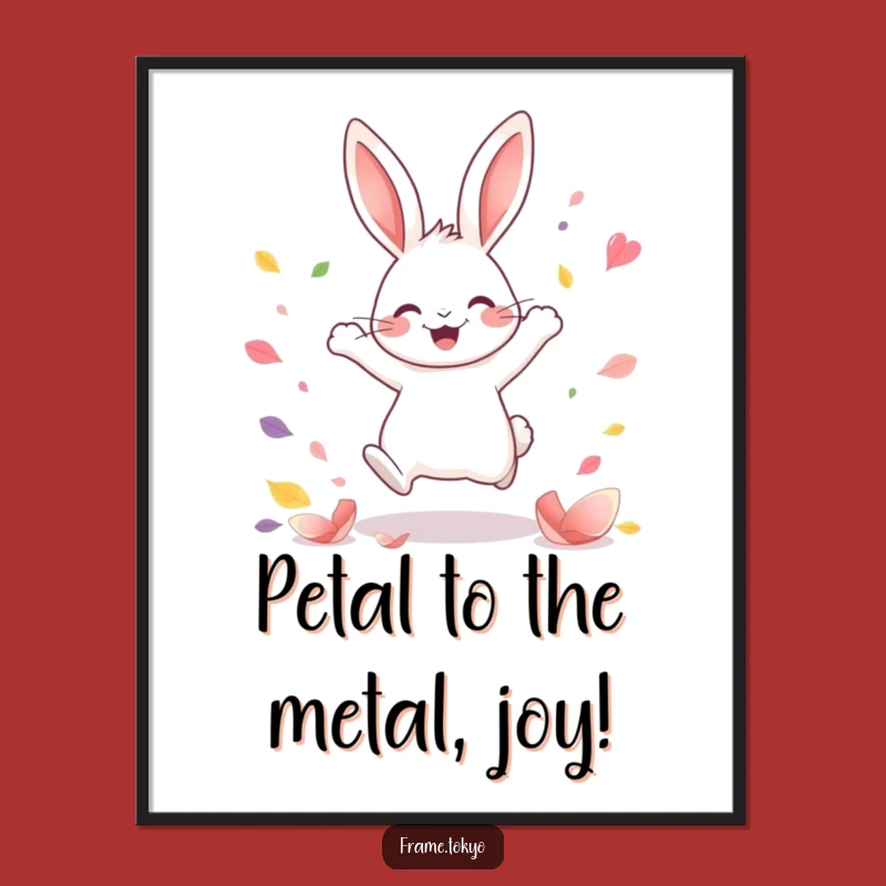 Free Printable Wall Art: Joyful Rabbit Petal Leap Humor Downloadable Animal Art