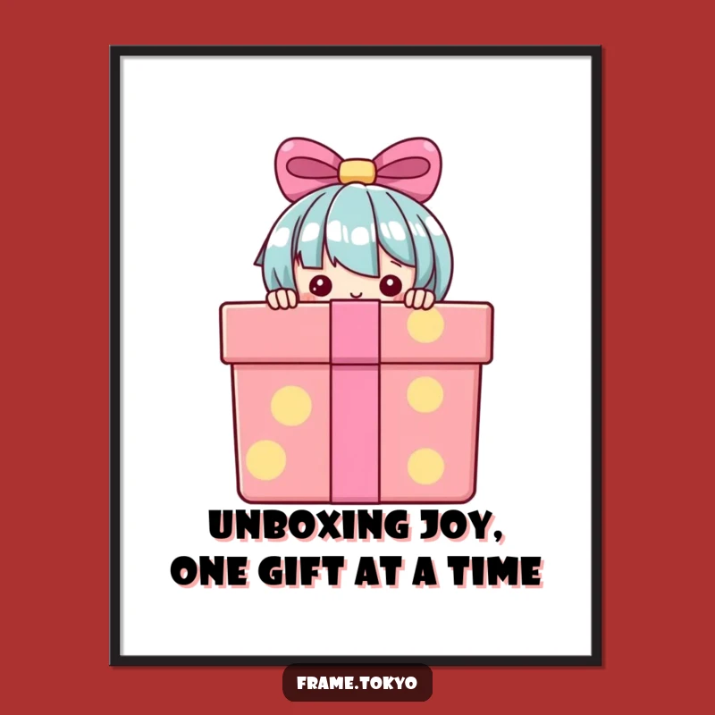 Funny Free Printable Wall Art: Peeking Gift Box Character, Quirky Downloadable Decor