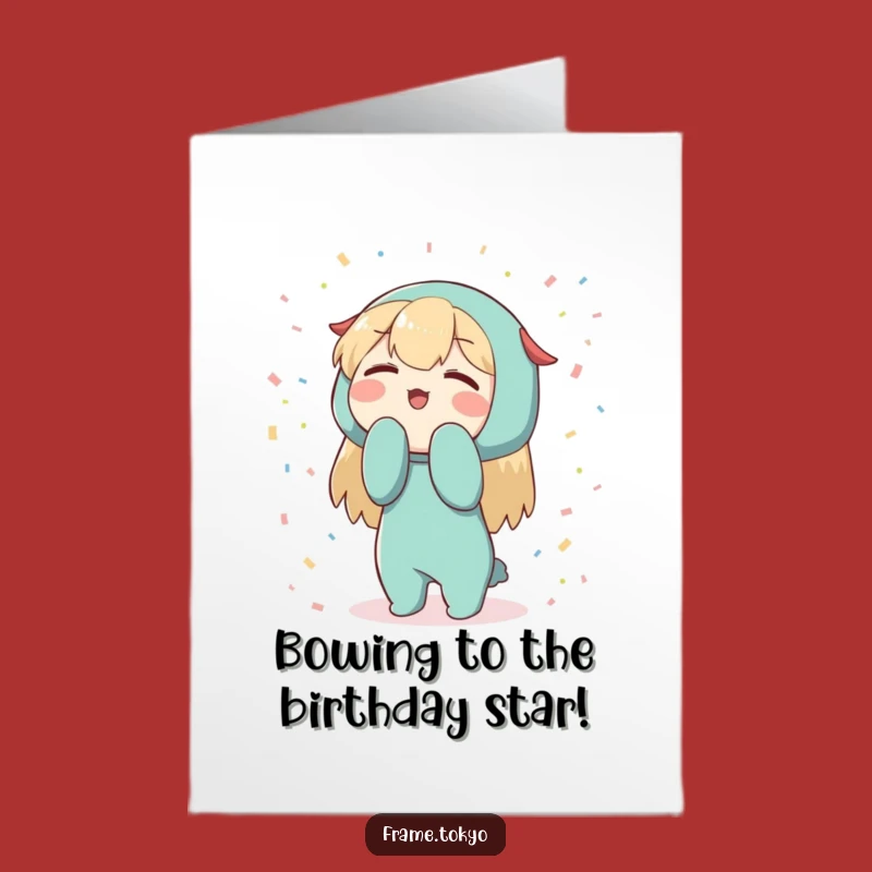 Free Printable Bowing Character Confetti Funny Birthday Card - DIY Humorous Downloadable Gift