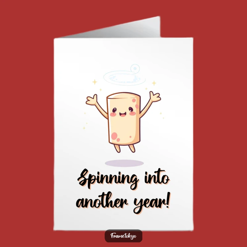 Free Printable Birthday Card: Spinning Cylindrical Character Sparkle Downloadable Gift