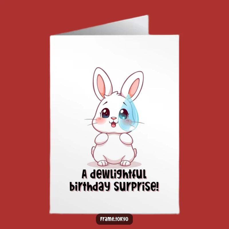 Free Printable Birthday Card: Surprised Rabbit, Giant Dewdrop, Funny DIY Gift!