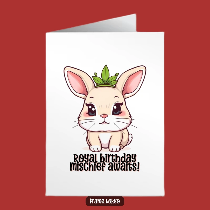 Free Printable Funny Birthday Card: Mischievous Rabbit Crown Regal Downloadable