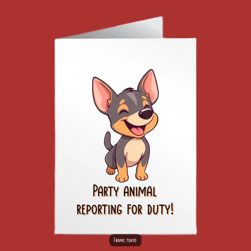 Free Printable Pinscher Birthday Card: Happy Barking Dog, Funny Downloadable Gift