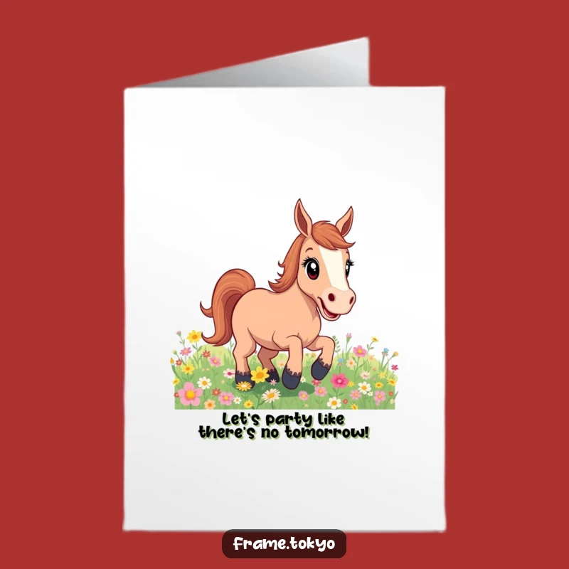 Free Printable Birthday Card: Excited Horse Bucking for a Joyful Downloadable Gift