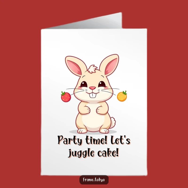 Free Printable Birthday Card: Juggling Rabbit - Funny Berry Balance - DIY Gift!