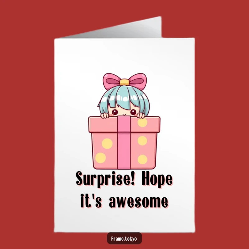 Funny Free Printable Birthday Card: Peeking Gift Box Character DIY Downloadable Gift