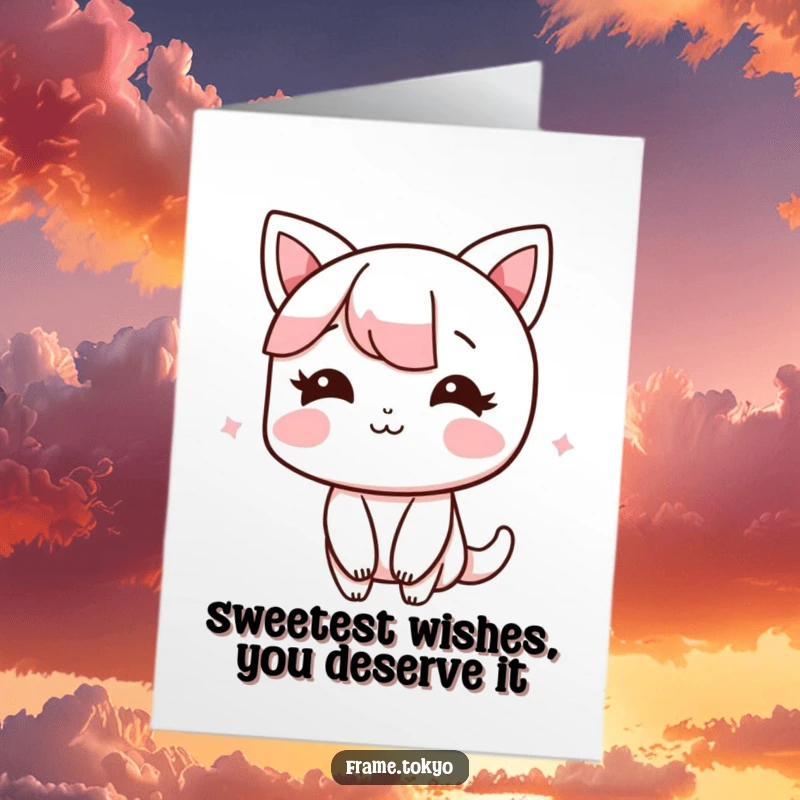 Funny Free Printable Birthday Card: Character blushing with a shy, happy smile, conveying heartfelt birthday wishes.