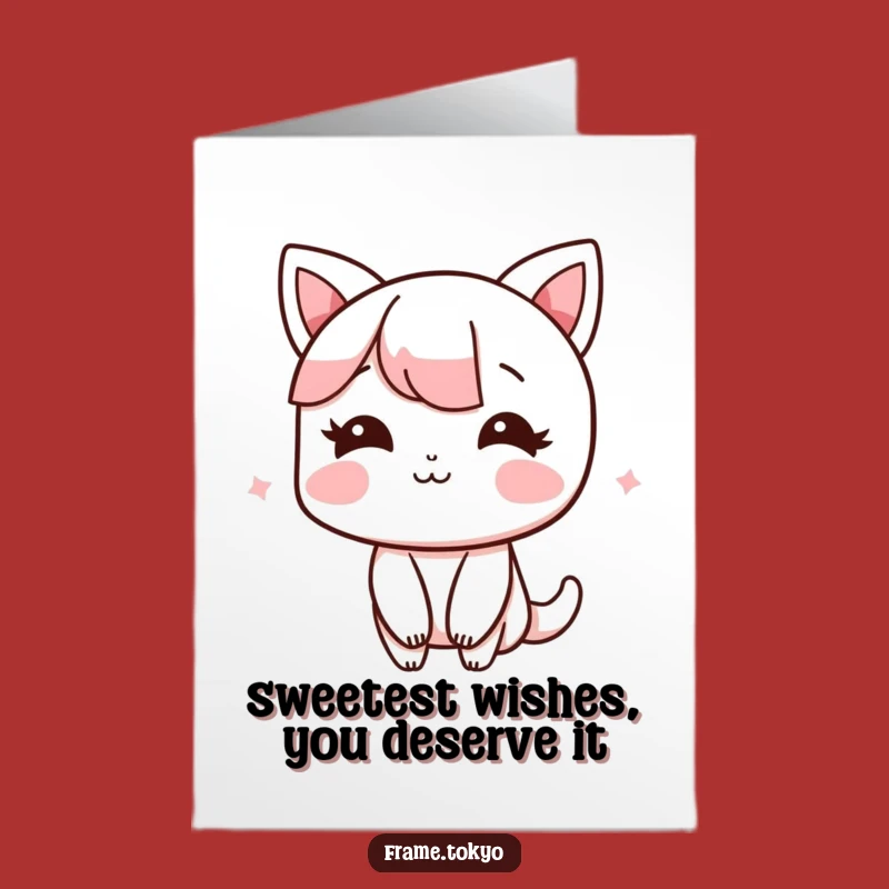 Sweet Free Printable Birthday Card: Blushing Shy Smile Character, DIY Downloadable